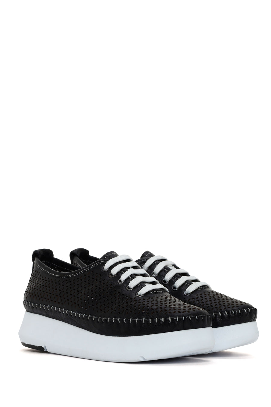 Women's Black Laced Thick Soled Shoes
