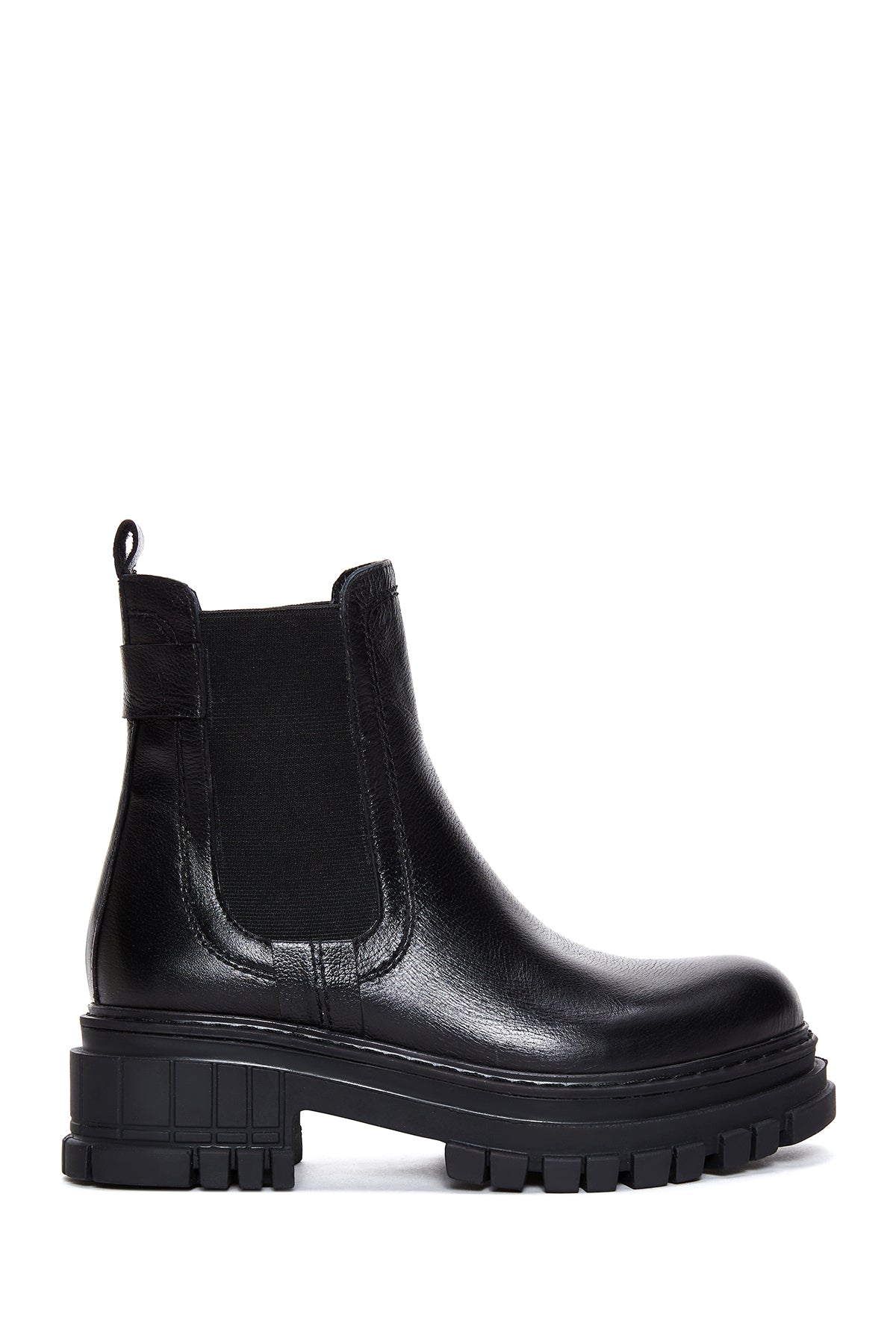 Women's Black Thick Heeled Leather Chelsea Boots 24WFD181418 | Derimod