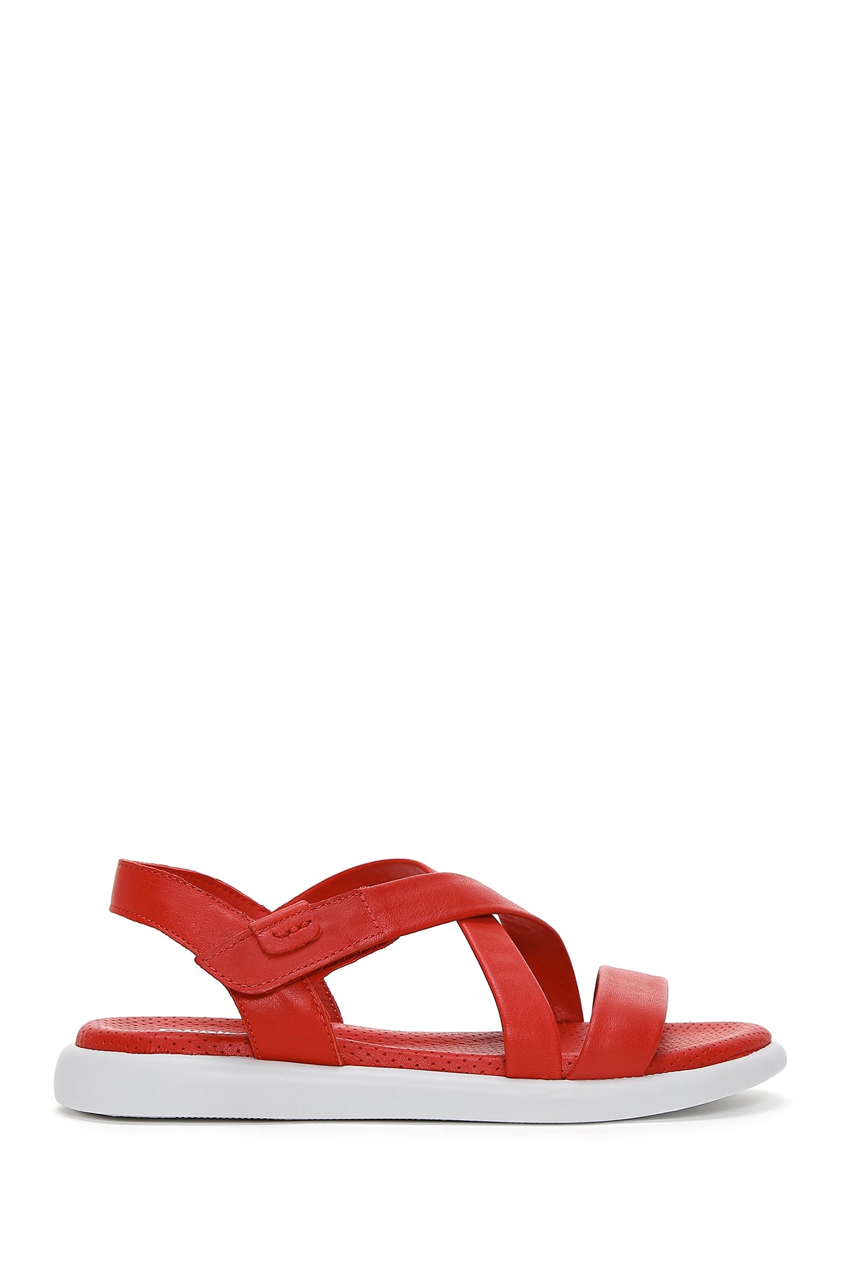 Women's Red Leather Comfort Sandals 23SFD360618 | Derimod
