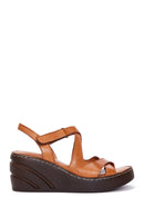 Women's Leather Wedge Heel Comfort Sandals | Derimod