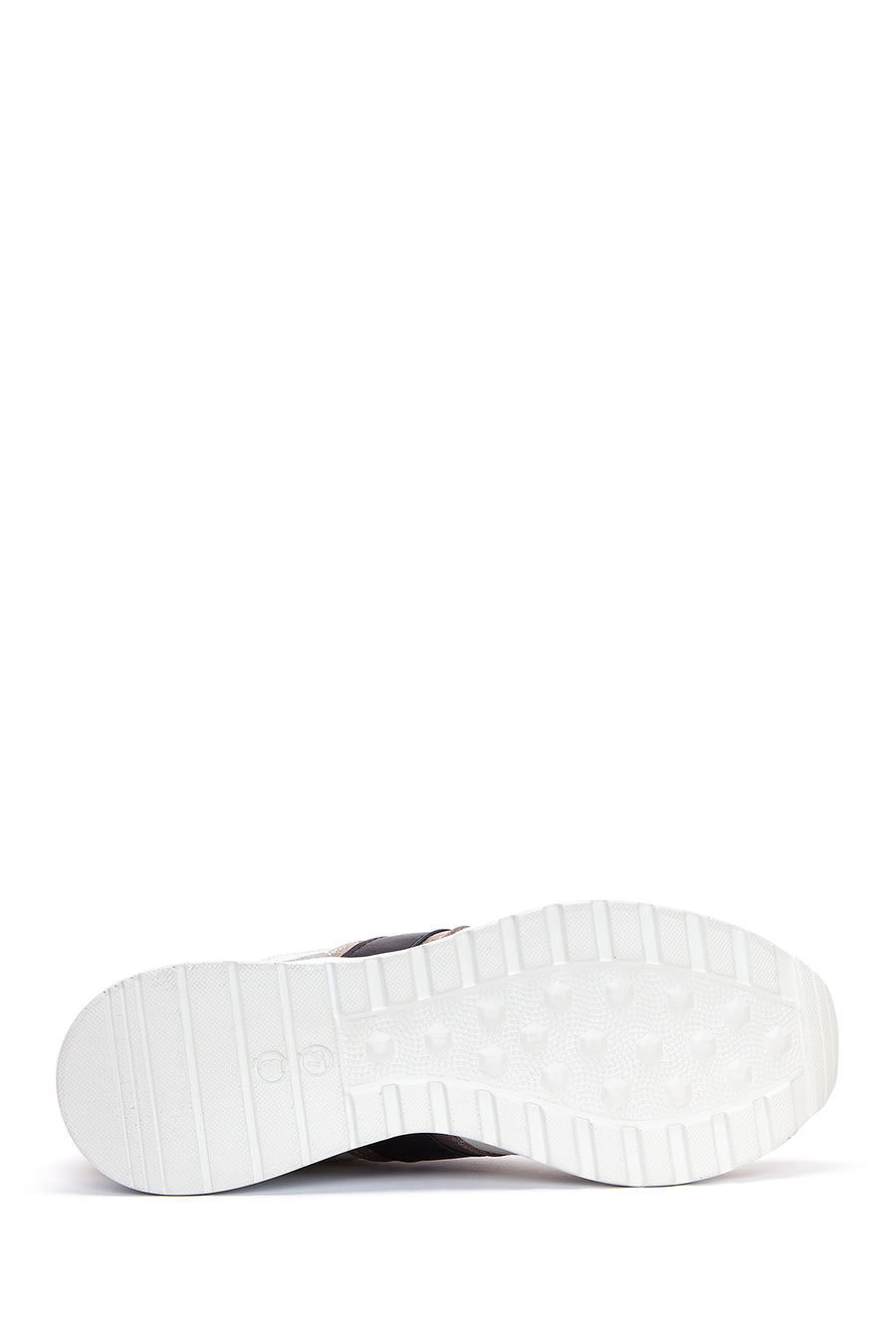 Women's Beige Leather Wedge Heeled Sneaker