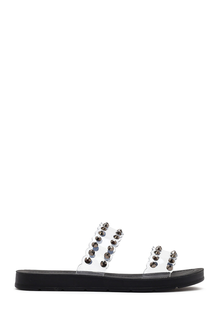 Women's Black Transparent Stone Slippers 25SFE4600PV | Derimod