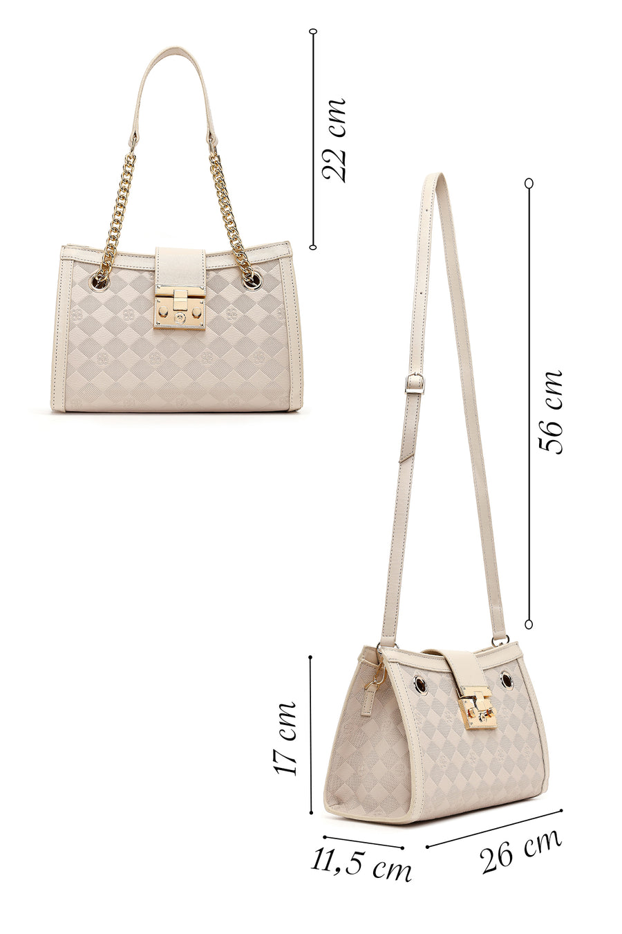 Women's Cream Long Strap Printed Shoulder Bag