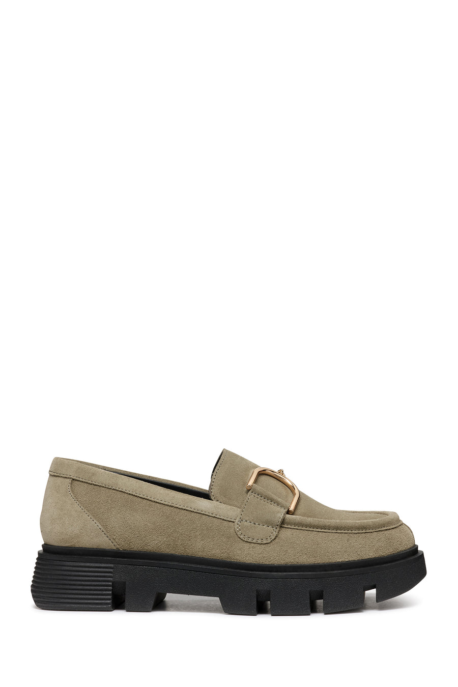 Geox Women's Mink Wild Buckle Detailed Suede Leather Masculine Loafer D46UAH00022C3704 | Derimod
