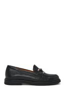 Women's Black Buckle Leather Loafer | Derimod