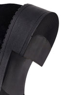 Woman Black Lace-Up Thick-Soled Suede Boots | Derimod