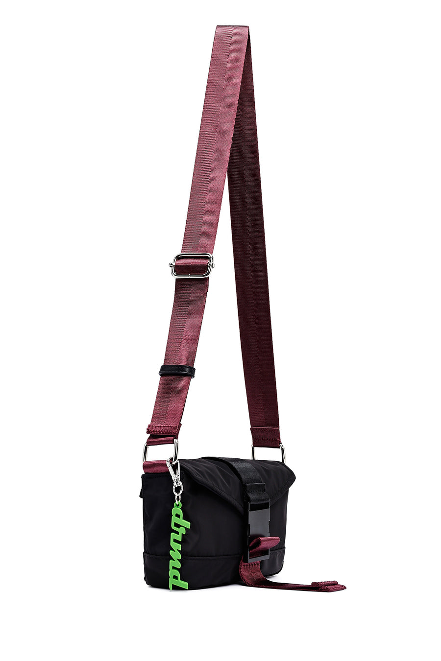 Women's Black Long Strap Mini Fabric Crossbody Bag