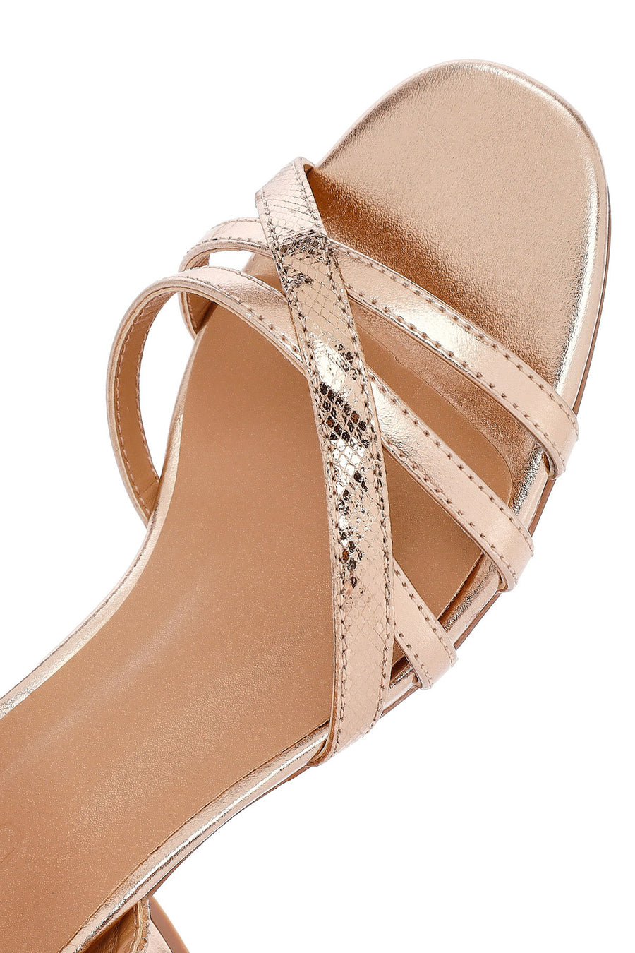 Women's Pink Metallic Chunky Heel Sandals with Ankle Buckle