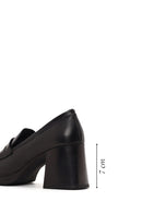 Kadın Siyah Kalın Topuklu Deri Maskülen Loafer | Derimod