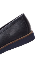 Erkek Lacivert Deri Baskılı Casual Loafer | Derimod