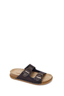 Woman Brown Patterned Glittery Leather Slipper | Derimod