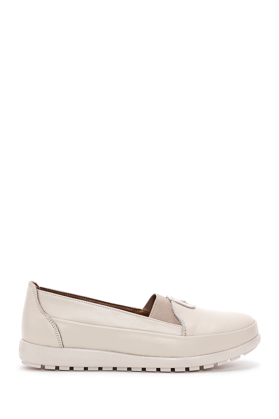 Women's Cream Leather Comfort Loafer 24SFD410218 | Derimod