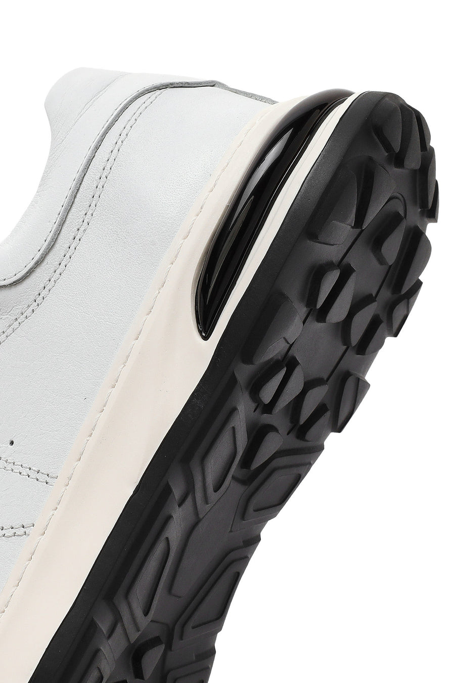 Erkek Beyaz Bağcıklı Kalın Tabanlı Deri Sneaker