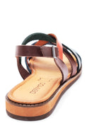Women's Multicolor Leather Flat Bodrum Sandals | Derimod
