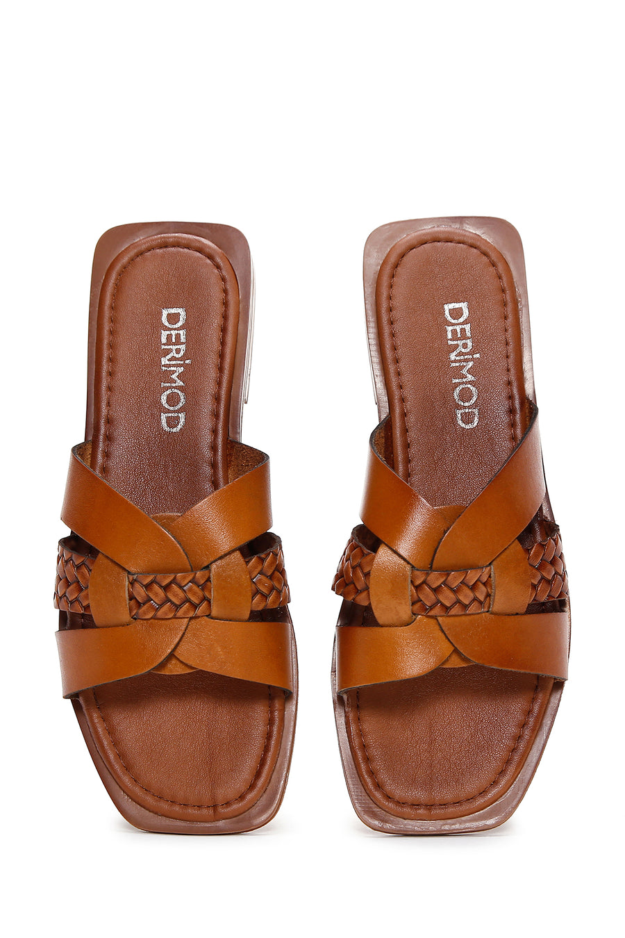 Women's Tan Leather Slippers