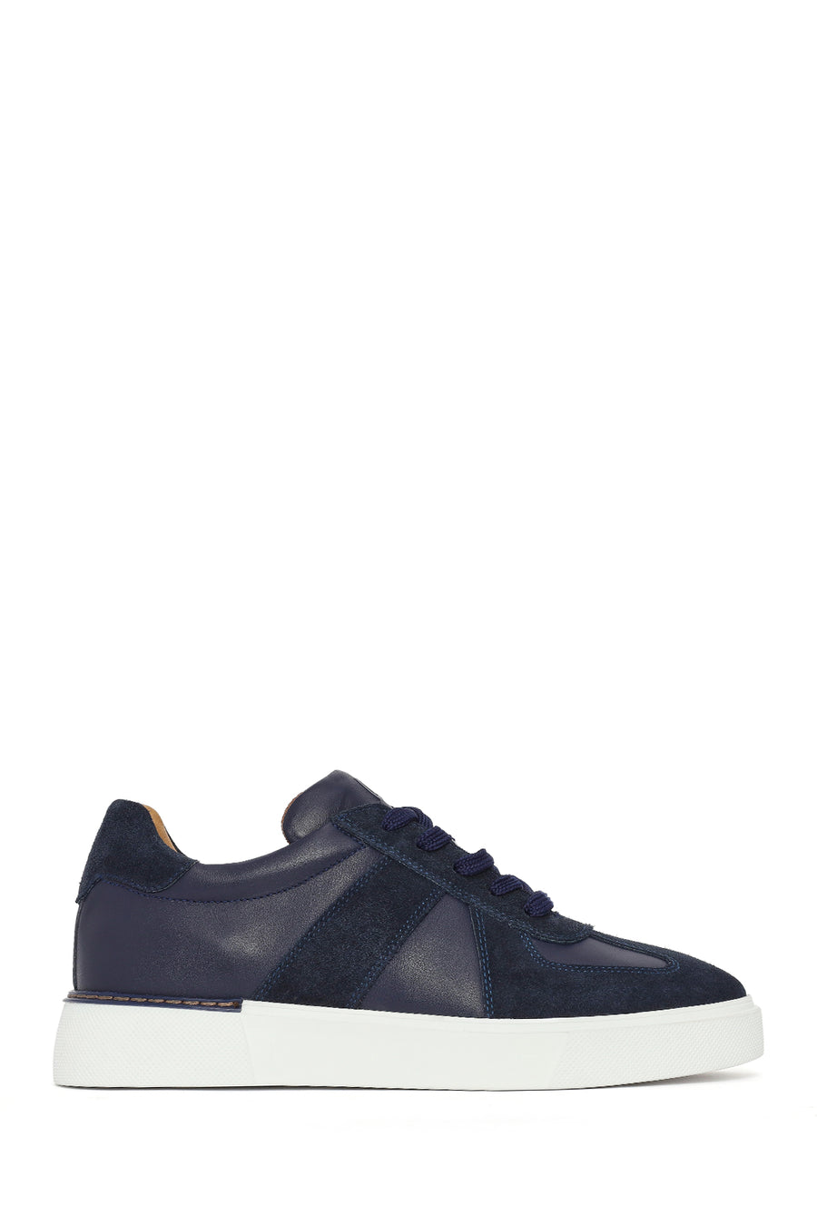 Erkek Lacivert Bağcıklı Deri Sneaker 26SFD681314 | Derimod