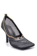 Women's Chain Detailed Square Toe Heeled Shoes | Derimod