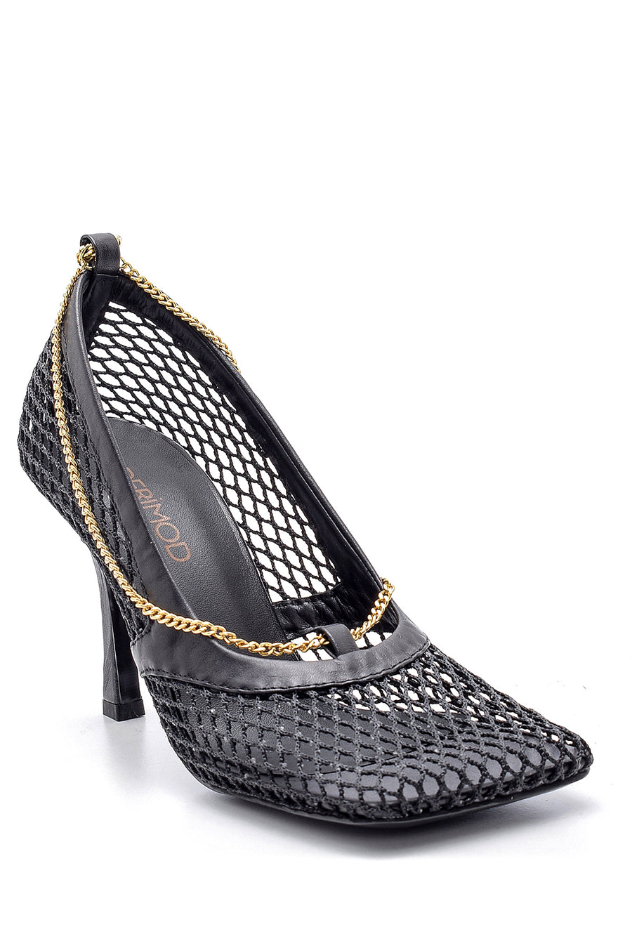 Women's Chain Detailed Square Toe Heeled Shoes