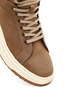 Men's Beige Lace-Up Thick-Soled Nubuck Leather Sports Boots | Derimod