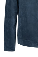 Clint Male Navy Mandarin Collar Reversible Suede Leather Jacket | Derimod