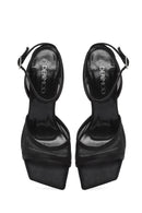 Women's Black Ankle Buckle High Thin Heel Sandals | Derimod