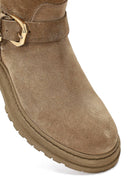 Woman Beige Zippered Thick-Soled Suede Leather Boat | Derimod
