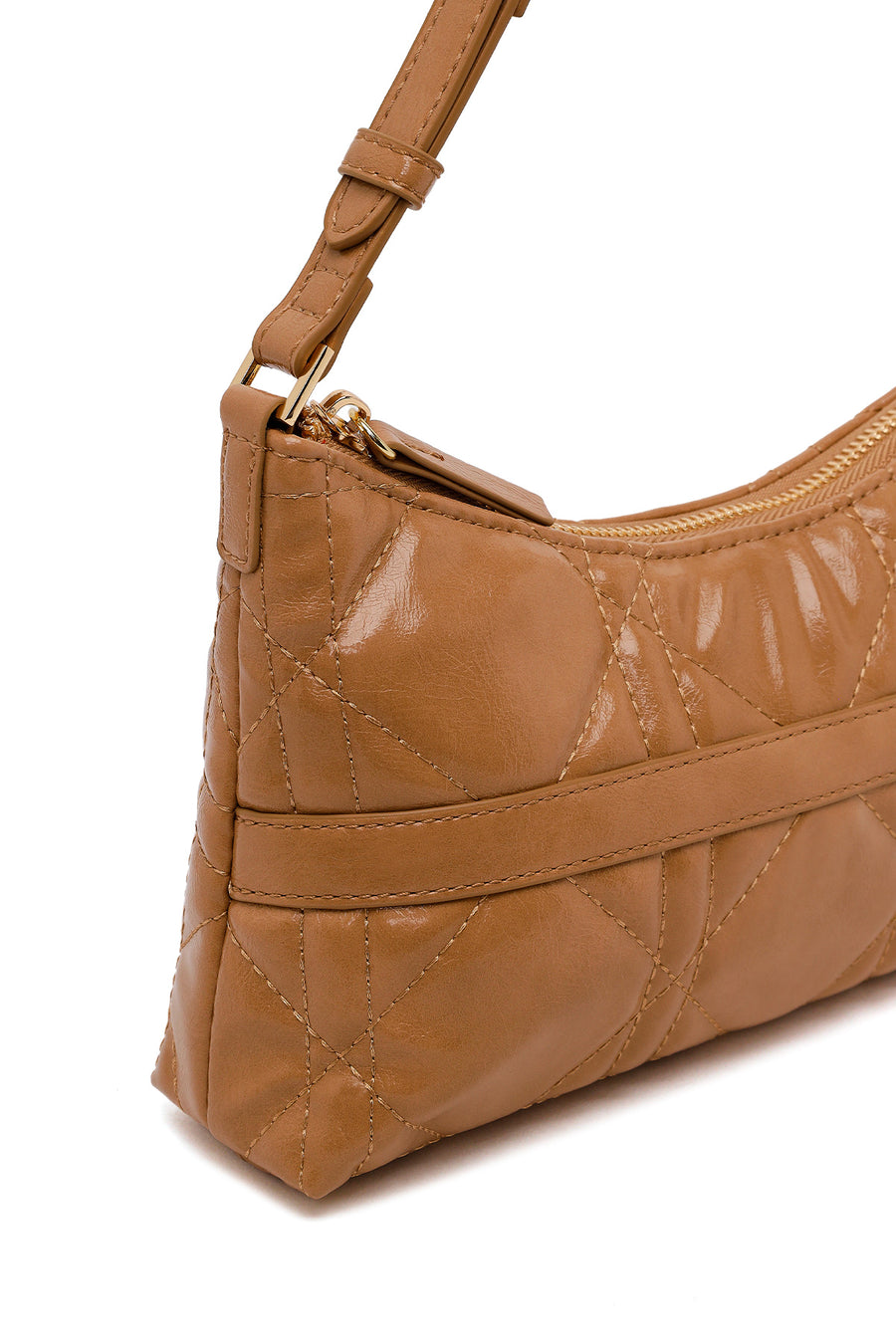 Woman Beige Long Chain Strap Shoulder Bag