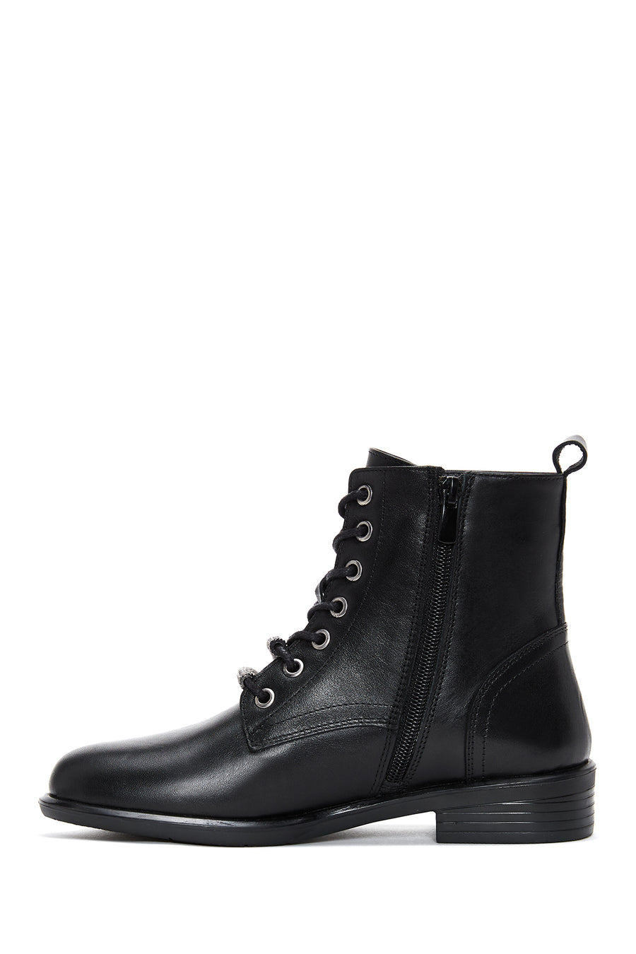 Women's Black Zippered Leather Boots