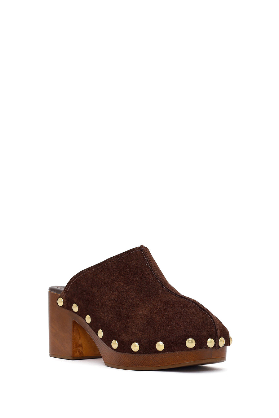 Women's Brown Platform Chunky Heel Suede Leather Slippers