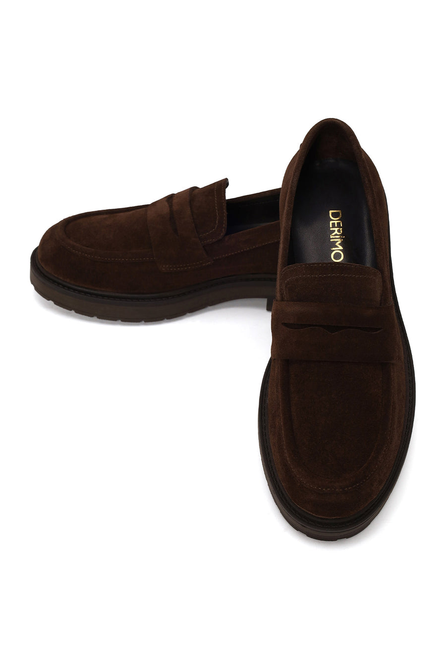 Kadın Kahverengi Süet Deri Maskülen Loafer