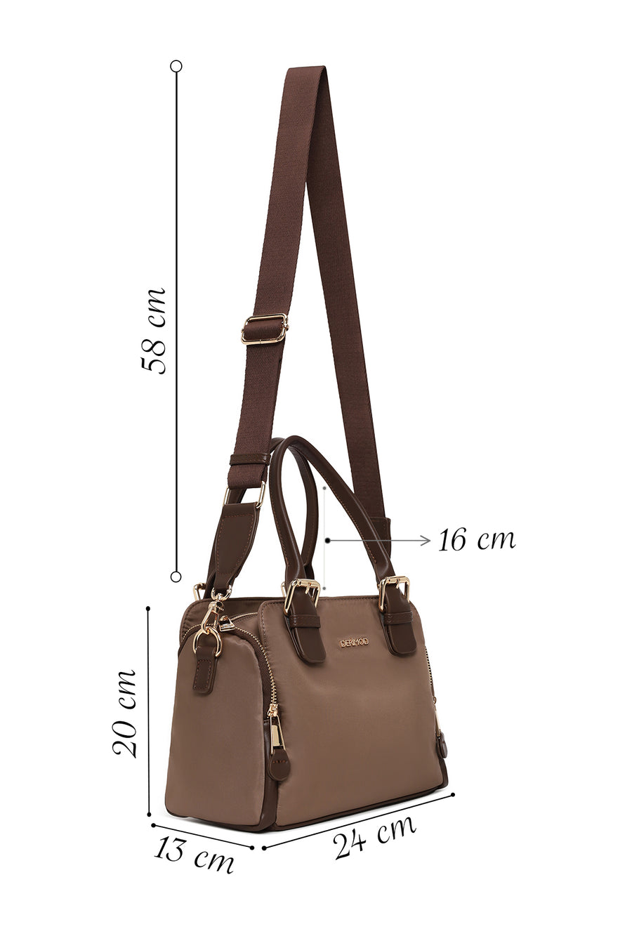 Woman Mink Long-Strap Fabric Shoulder Bag