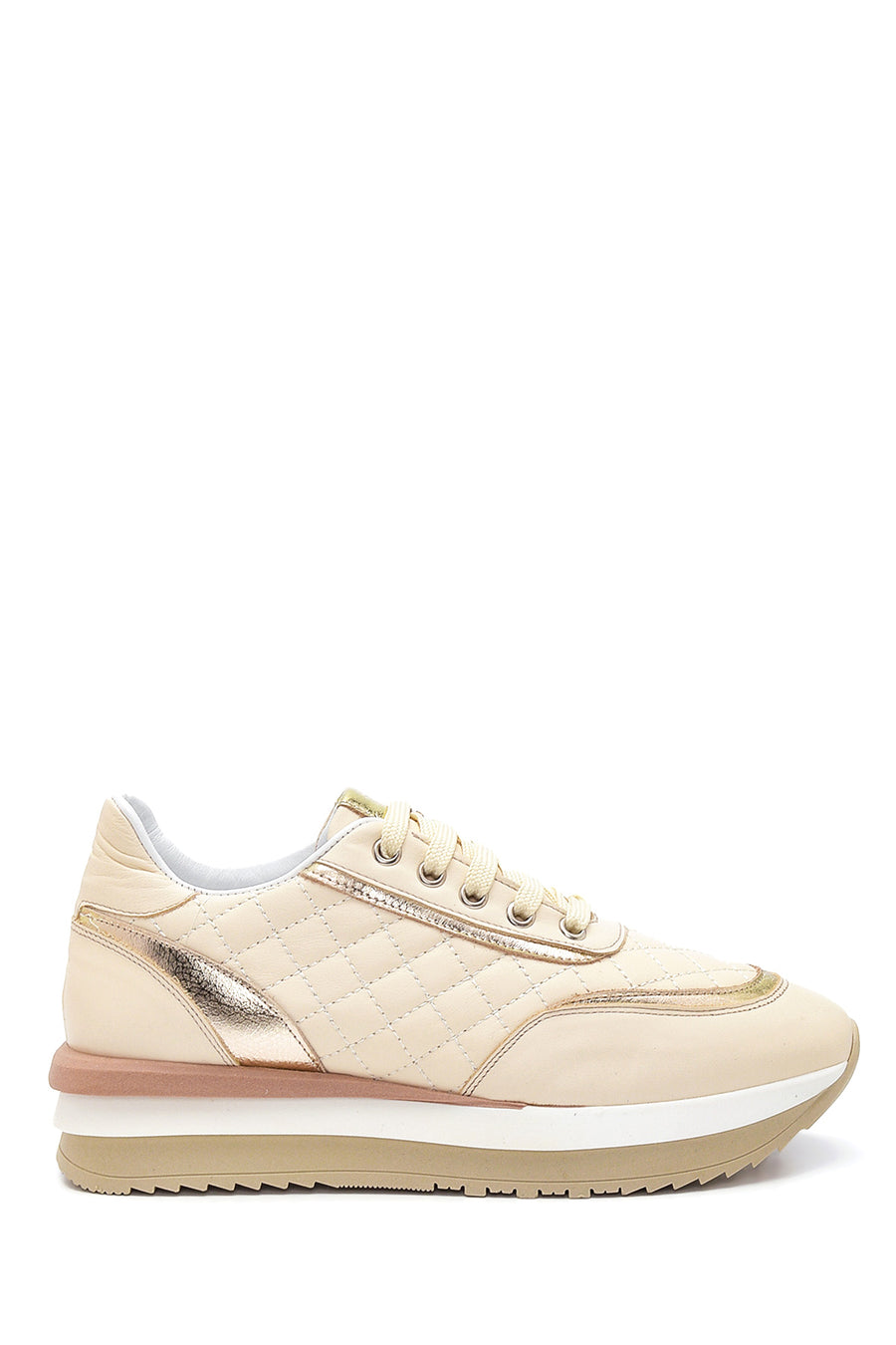 Kadın Bej Deri Kalın Tabanlı Sneaker 22SFD132314 | Derimod