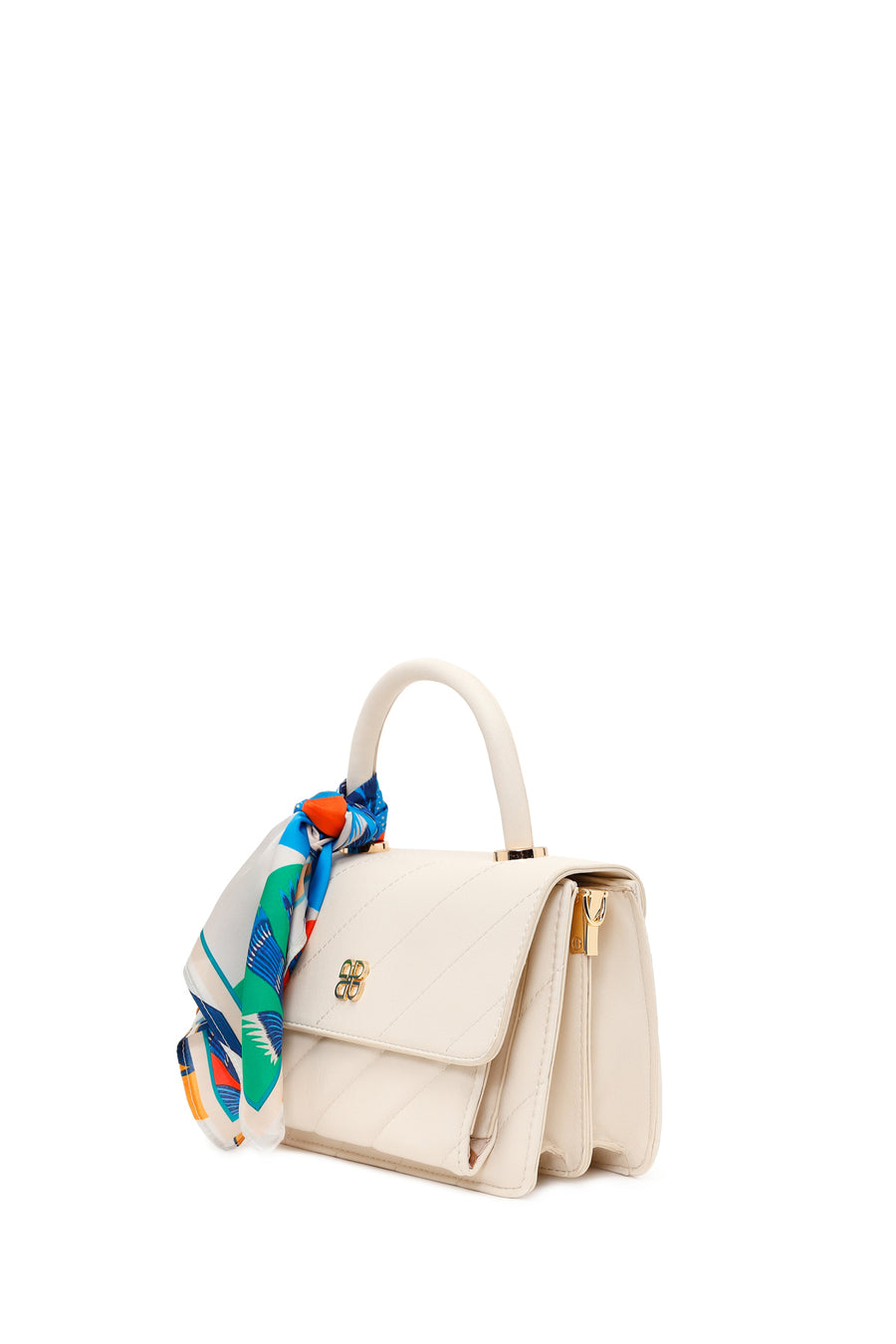 Woman Cream Accessory Quilted Crossbody Bag