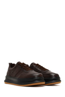 Men's Brown Lace-Up Thick-Soled Leather Sneaker | Derimod