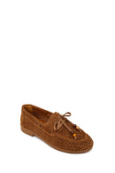 Woman Tan Tasselled Suede Leather Loafer | Derimod
