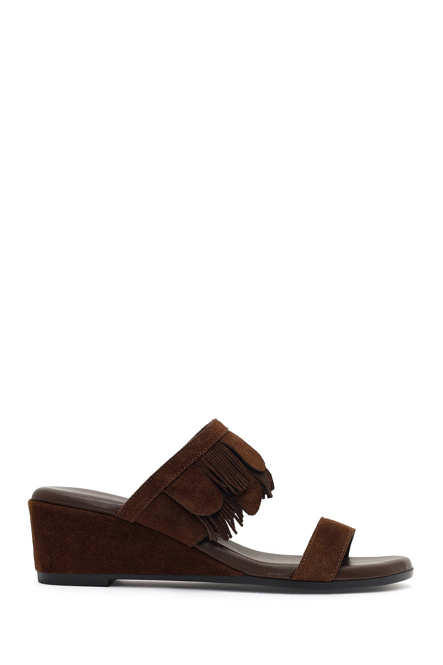 Women's Brown Platform Suede Leather Slippers 26SFD203410 | Derimod