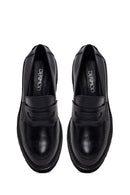 Kadın Siyah Kalın Topuklu Deri Maskülen Loafer | Derimod