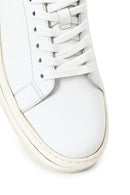 Erkek Beyaz Bağcıklı Kalın Tabanlı Deri Sneaker | Derimod
