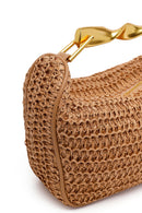 Woman Brown Long-Strap Mini Wicker Shoulder Bag | Derimod