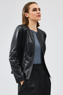 Irina Women's Black Leather Jacket | Derimod