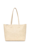 Woman Cream Long-Strap Braided Shoulder Bag | Derimod