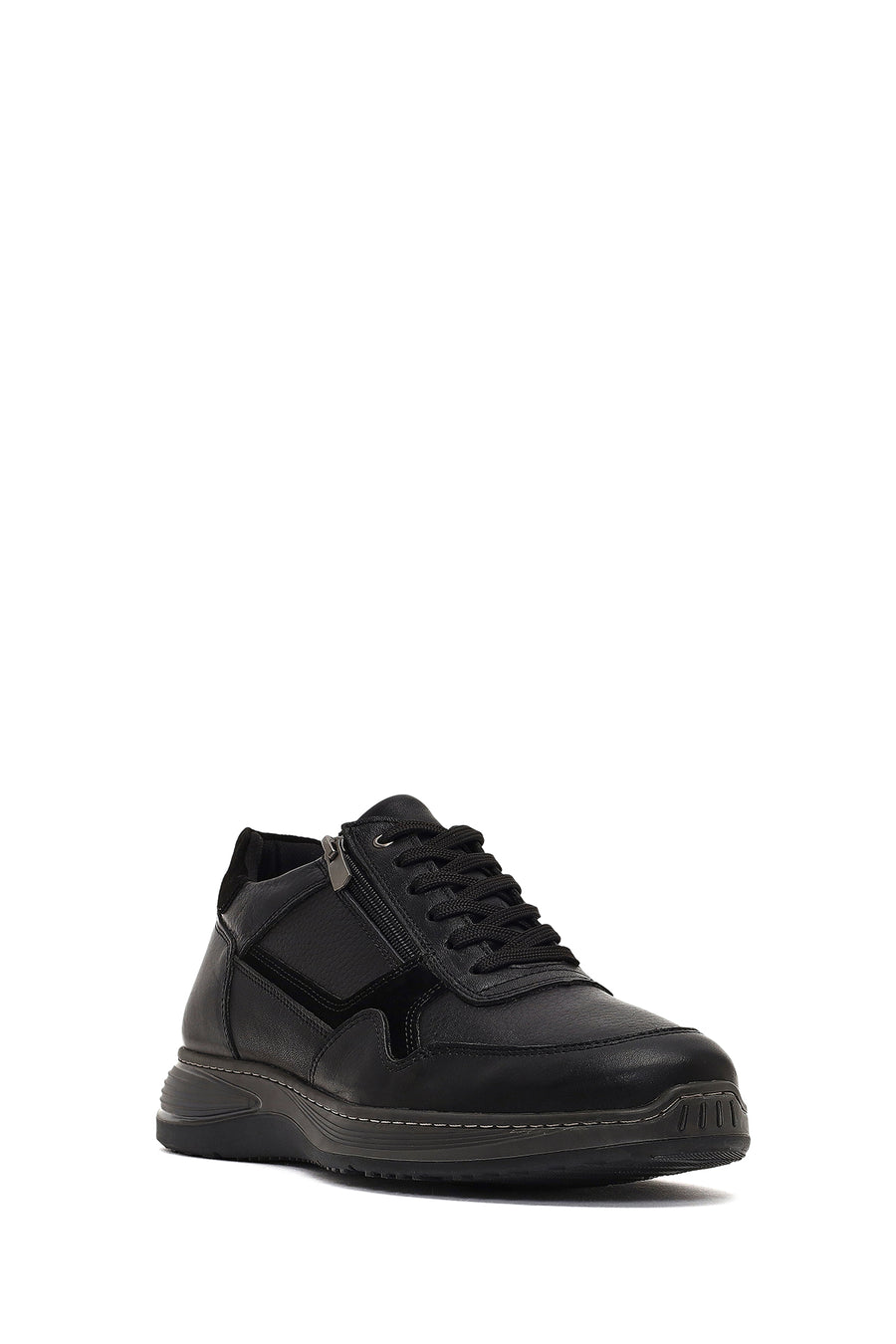 Men's Black Lace-Up Leather Casual Shoes