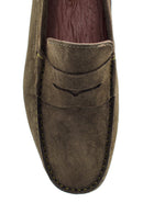 Men's Khaki Leather Suede Casual Loafer | Derimod