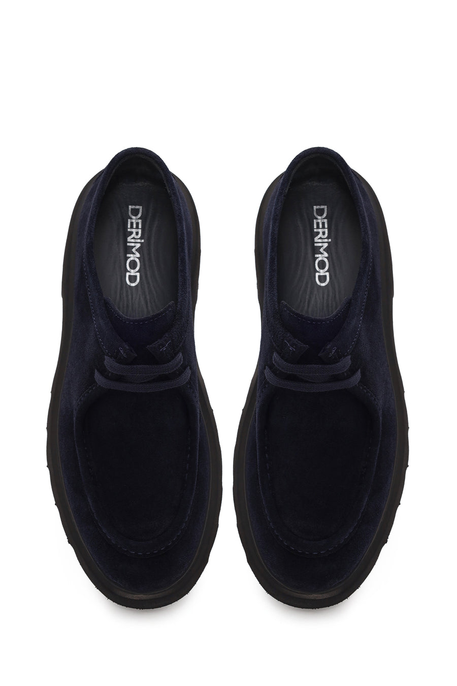 Male Navy Blue Lace-Up Thick-Soled Suede Casual Shoes