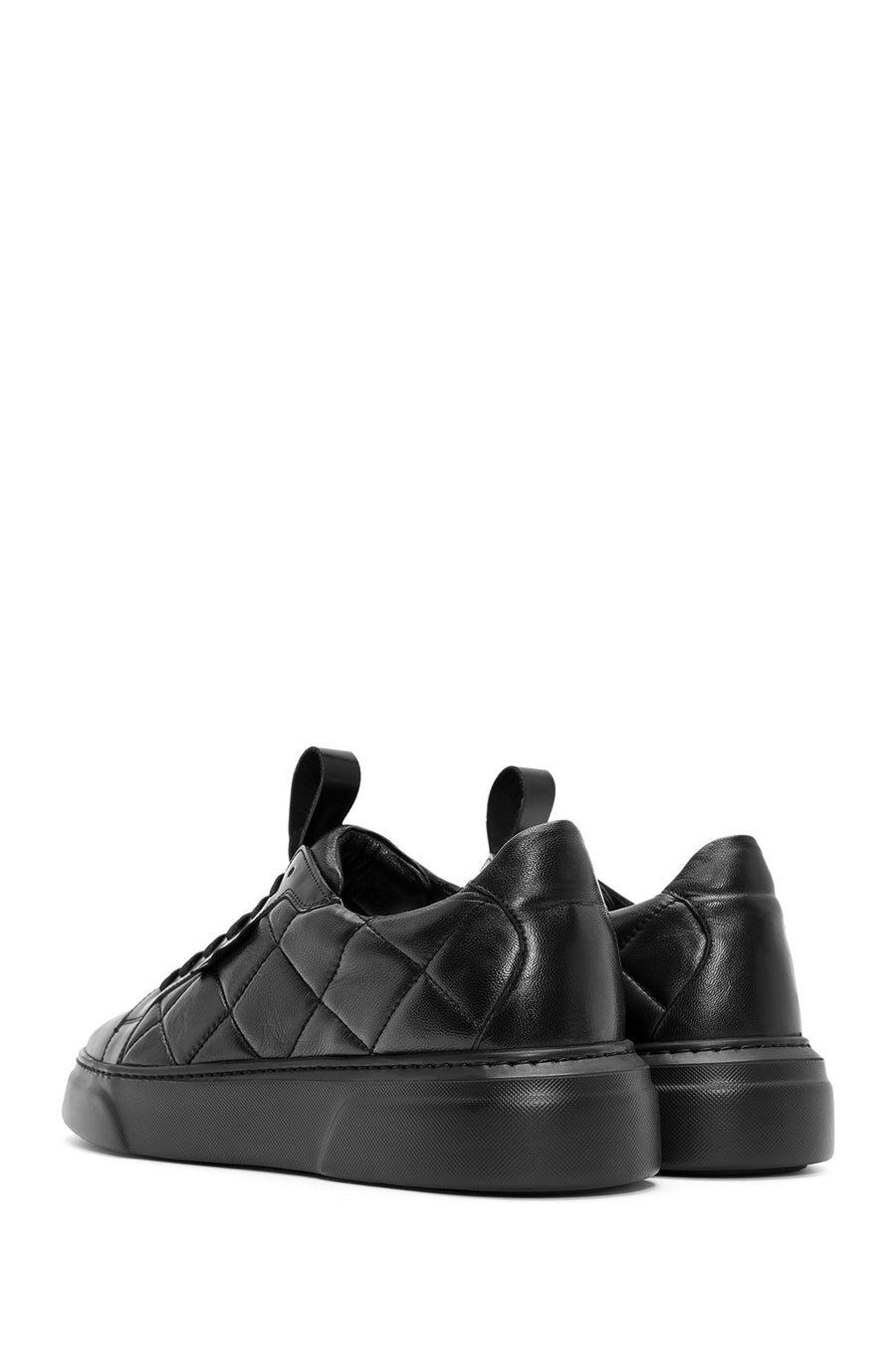 Erkek Siyah Bağcıklı Kroko Desenli Deri Sneaker