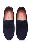 Men's Navy Blue Suede Leather Loafer | Derimod
