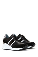 Kadın Siyah Deri Dolgu Topuklu Sneaker | Derimod