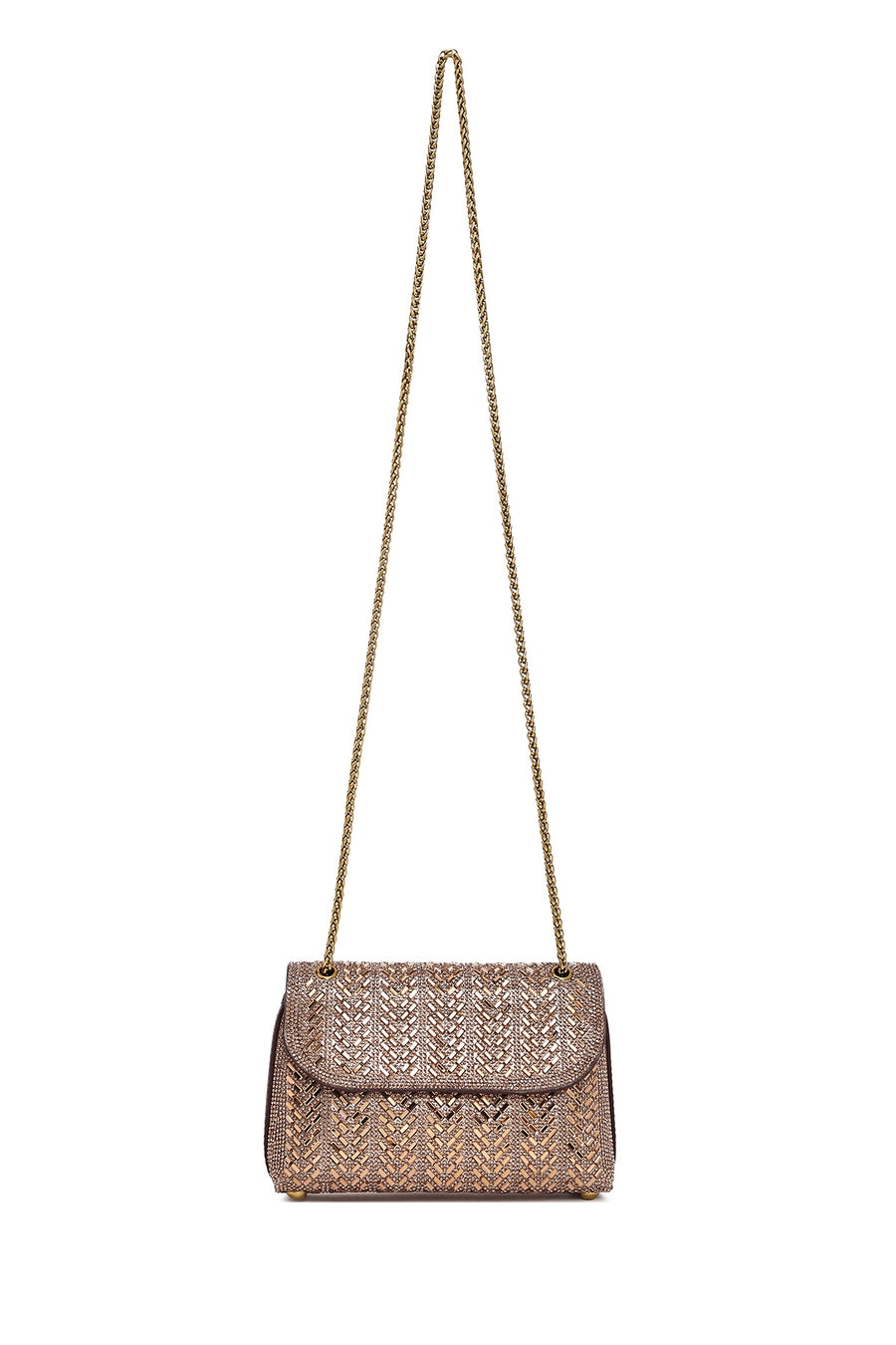 Women's Bronze Chain Strap Embellished Mini Evening Bag