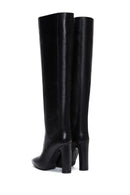 Women's Black Leather Heeled Boots | Derimod