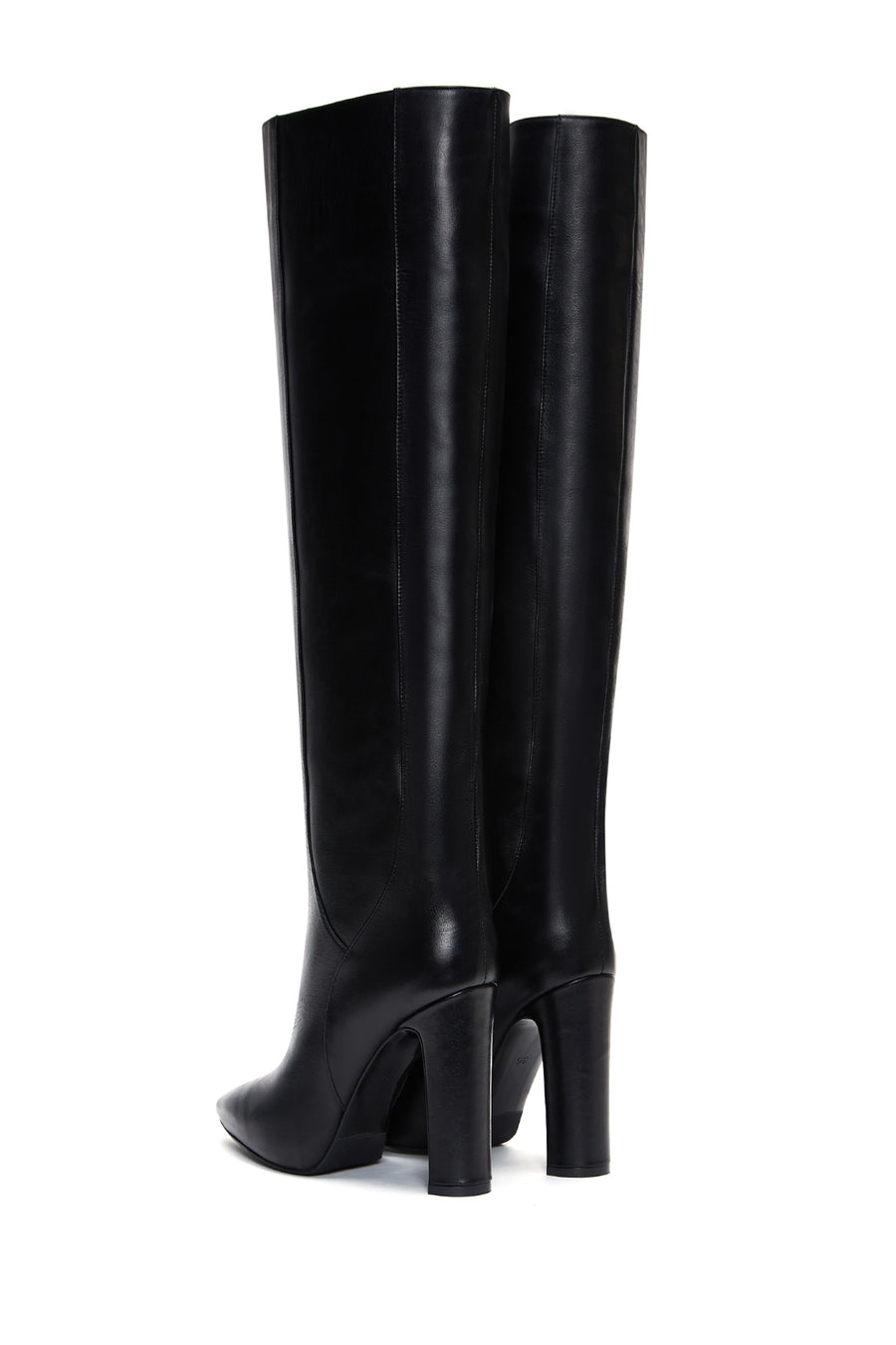 Women's Black Leather Classic Heeled Boots